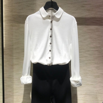 欧阿玛施旗女装专柜正品2020秋新款修身羊毛长袖衬衫上衣5300528